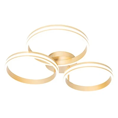 Image of Qazqa Ceiling Lamp I Flush Light Brass incl. LED 3 Step dimmable Navara Design Aluminium Suitable for Living Room Kitchen Bedroom