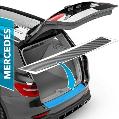 Image of uProtect Car Bumper Protector Full Set For Mercedes Benz GLC 1 (I) X253 I 2015 2022 Rear guards cars, anti scratch, Paint Sill Lip Carbon Black