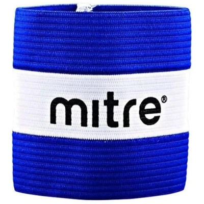 Image of Mitre Men&#039;s Captain Arm Band, Blue (Blue/White), Large