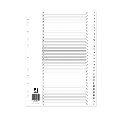 Image of Q Connect Index 1 31 Polypropylene White (10 Pack)