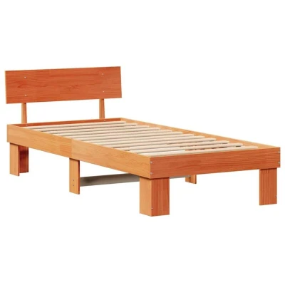 Image of With Headboard Wax brown 75 x 190 cm Solid pine wood Vidaxl