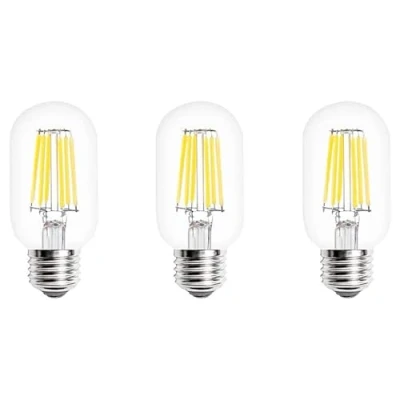 Image of Aiwerttes E27 Screw Bulb 6W LED Vintage Edison Filament Light Bulb,T45 Cold White 6000K,LED Clear Glass Cover AC 220 240V Non dimmable,3 Pack