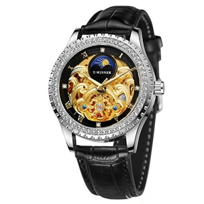 Image of FORSINING Men&#039;s Waterproof Automatic Self Winding Moon Phase Diamond Luxury Skeleton Wrist Watch