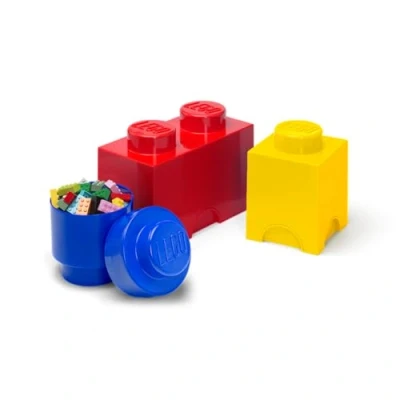 Image of LEGO Storage Brick Multipack S, Stackable Boxes, Set of 3 pcs, Desk Storage, Organizer, Toy Box, Home Decor, Red, Yellow, Blue