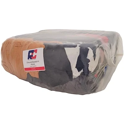 Image of R&amp;C Components Ltd Industrial Cotton Wipers Mixed Colour Bag of Rags 10kg Large Pack Sweatshirt