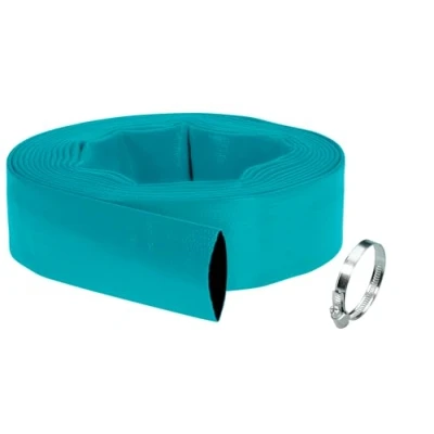 Image of Gardena Lay Flat Hose kit 38 mm (1 ½ inches): Flexible Water Hose, for Submersible Pumps, with Clip, 5 bar Pressure Resistance, 10 m (5005 20)