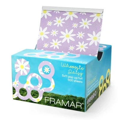 Image of Framar Pop Up Hair Foil, Foils for Highlighting, Highlights, Hairdressing Foil Highlighting Sheets, Colouring 500 Sheets Flowers