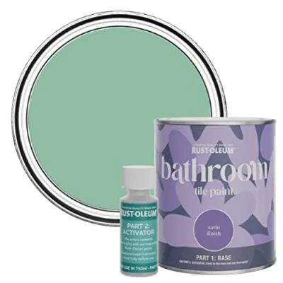 Image of Rust Oleum Green Water Resistant Bathroom Tile Paint in Satin Finish Wanderlust 750ml