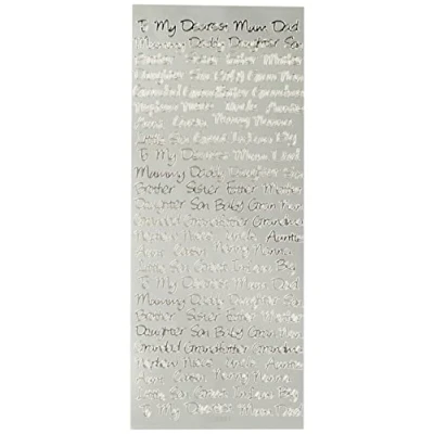 Image of Anitas Outline Stickers, Relative Messages, Silver, For Scrapbooking, Card Making, Kids Play, Homework, Art, Craft, Embelish, Decorative, Paper, Card, Glass, Metal, Plastic, Foam
