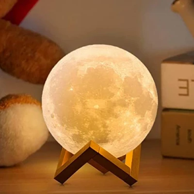 Image of ACED Moon Lamp 2024 Upgrade with Timing 3D Printing Night Light 16 Colours Wooden Stand Remote &amp; Touch Control and USB Rechargeable Gift for Her Him Kids Women Men Birthday