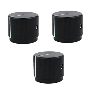 Image of Guyker 3Pcs Guitar Aluminum Flat Top Control Knobs Dia. 6mm(0.24&quot;) Shaft Pots Dome Tuning Potentiometer Knob Replacement Part for Electric or Precision Bass, black