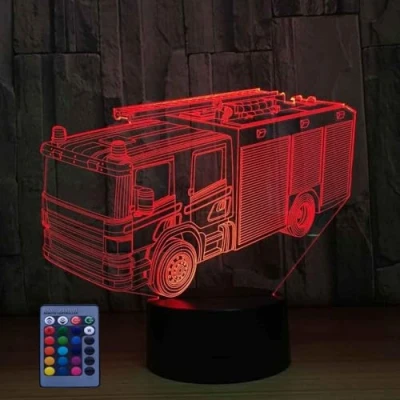 Image of HPBN8 Ltd 3D Fire Engine Night Light Lamp 7/16 Color Change LED USB Powered Remote Control Touch Switch Decor Decorations Valentines Room Decoration Birthday