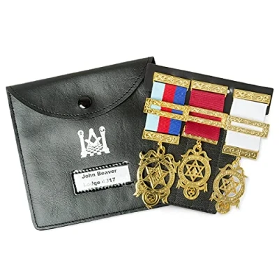 Image of The Masonic Collection Regalia Pocket and Wallet Jewel Holder Leather Set Store Jewels Comfortably Personalization Available A Perfect Gift Accessory For Freemason Men