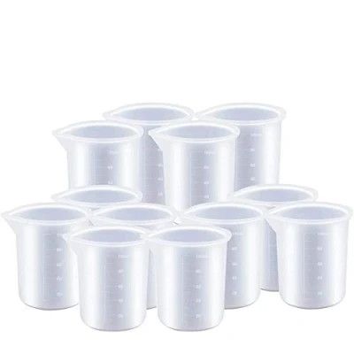 Image of 12Pcs Silicone Measuring Cups，100ml Precise Scale Squeeze and Pour Liquid Measure Cup，for Handmade Craft Resin Non Stick Mixing