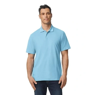 Image of Gildan Softstyle men&#039;s short sleeved double pique polo shirt., light blue, 4XL