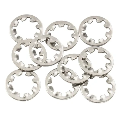 Image of Musiclily Pro Stainless Steel M8 Pots Mounting Star Lock Washers for Metric Guitar Bass Potentiometers, Original (Set of 10)