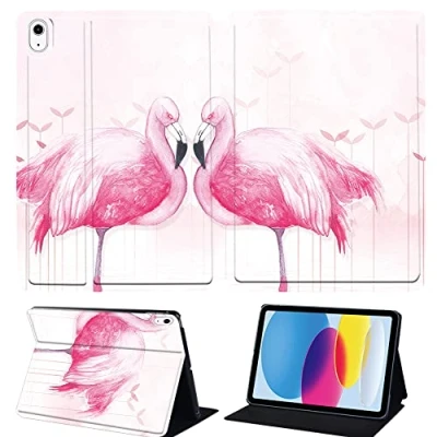 Image of Flamingo Printed Tablet Case for iPad 10th Generation 2022 10.9 Inch, Slim Hard Back Gen Cover Protective Smart Stand 10 10.9&quot; (flamingo025)