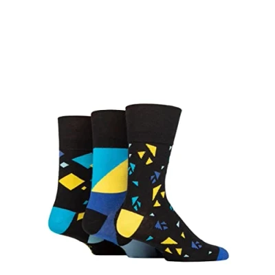 Image of Mens 3 Pair Gentle Grip Colourburst Cotton Socks Angular Arena 6 11