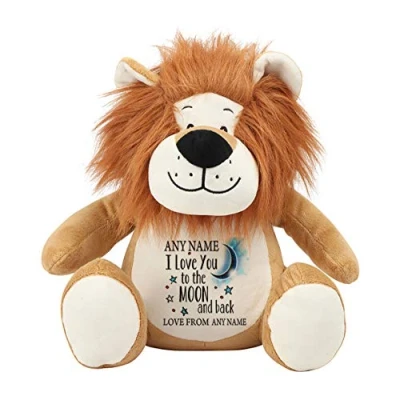 Image of Giftme Personalised ANY NAME I love You To The Moon And Back Teddy Bear Soft toys Birthday Present. (Lion)