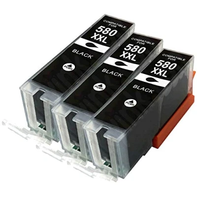 Image of 3x PIGMENT BLACK PGI 580PGBK XXL compatible ink cartridges for Pixma TR7550 TR8550 TS6150 TS6151 TS6251 TS6350 TS6351 TS705 TS8150 TS8152 TS8250 TS8251 TS8252 TS8352 TS9150 TS9550 TS9551 TS9551C