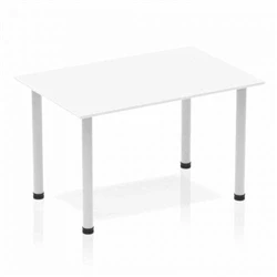 Image of Impulse 1200mm Straight Table White Top Silver Post Leg BF00172
