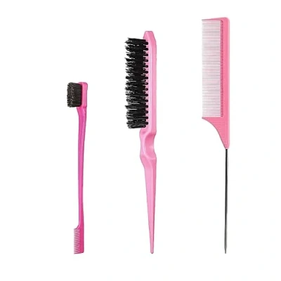 Image of Lmyzcbzl Hair Styling Comb Set, 3 Pieces Brush, Teasing Comb, Double Sided Edge Rat Tail Plastic Bristle for Slicking