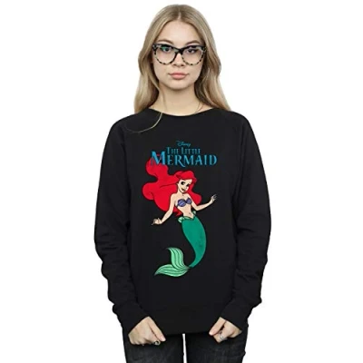 Image of Disney Women&#039;s The Little Mermaid Line Ariel Sweatshirt Black Large