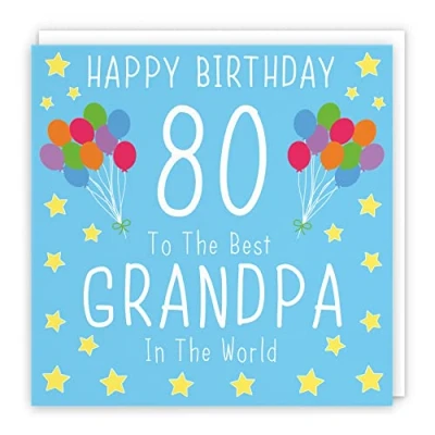 Image of Hunts England Grandpa 80th Birthday Card Happy 80 To The Best In World Iconic Collection Standard 148 x mm