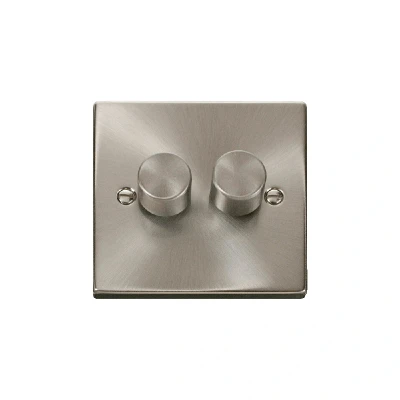 Image of Click Deco 2 Gang Way 100W LED Dimmer Switch Satin Chrome