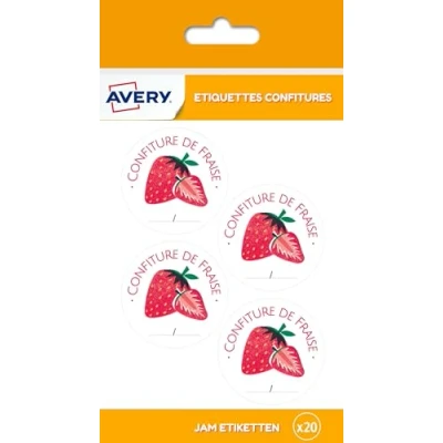 Image of Avery Bag of 20 Strawberry Jam Labels