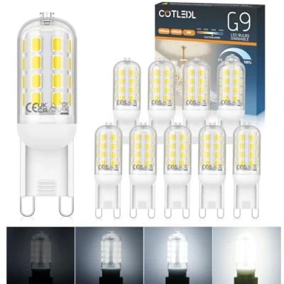 Image of COTLEDL G9 LED Bulbs Dimmable Cool White 6000K,5W Bulb,450LM,Equivalent to 40W Halogen Bulb, No Flicker Energy Saving Light for Home Lighting Decor 10 Pack