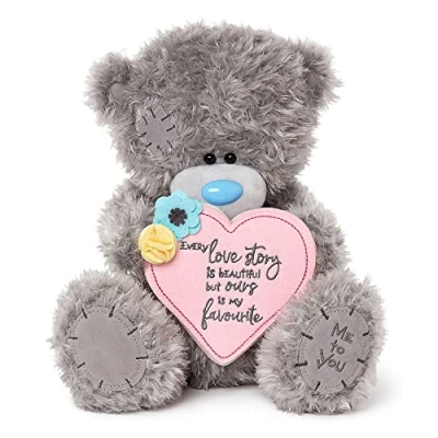 Image of Me to You Tatty Teddy with Heart Shaped &#039;Love Story&#039; Book Official Collection,Blue,grey