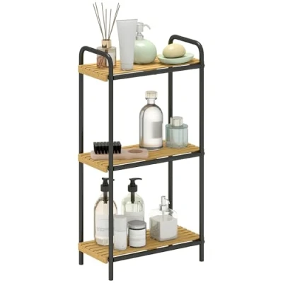 Image of HOMCOM 3 Tier Bamboo Bathroom Shelf, Freestanding Shelving Unit, Natural