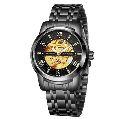 Image of FORSINING Men&#039;s Automatic Self Winding Watch Luxury Skeleton Waterproof Stainless Steel Mechanical Wrist (01 Black)