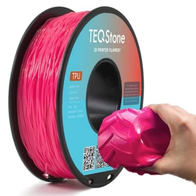 Image of TEQStone TPU Filament 1.75 mm Pink 1 kg Spool 95A Flexible Soft 3D Printer Dimensional Accuracy +/ 0.03 Vacuum Packaging