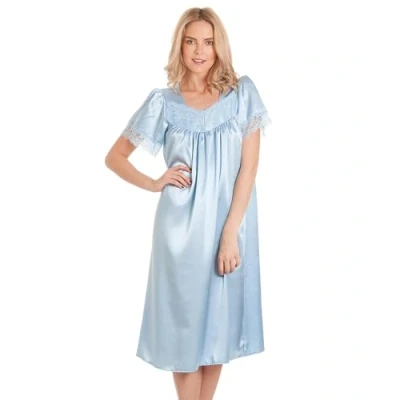 Image of Undercover Womens Satin/Lace Short Sleeve Nightdress N56 Blue WMS 10 12