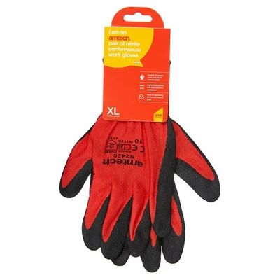 Image of Amtech Performance Work Gloves for DIY, Gardening, and More, Nitrile Coated High Abrasion Resistance, Suitable Dry Wet Conditions, Durable Long Lasting (XL, Size 10)