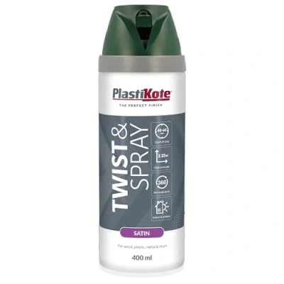 Image of Plasti kote 22112 400ml Premium Spray Paint Satin Hunt Green