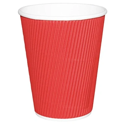 Image of 500x Fiesta Hot Cup Ripple Wall Red 12oz Disposable Take Away Travel