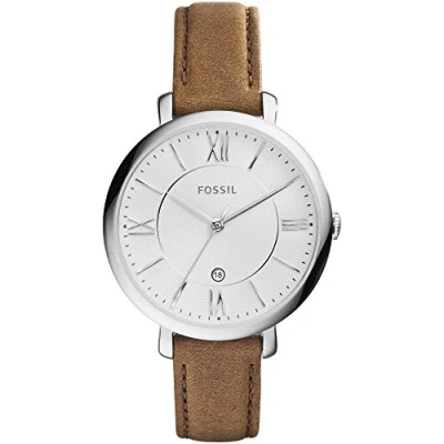 Image of Fossil Watch for Women Jacqueline, Quartz Movement, 36 mm Silver Stainless Steel Case with a Genuine Leather Strap, ES3708