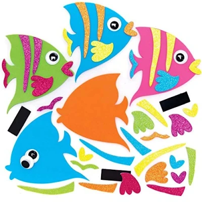 Image of Baker Ross Kit, Tropical Fish Mix &amp; Match Magnets for Kids Pack of 8, Fridge Magnet Children, Make Your Own Craft Kit