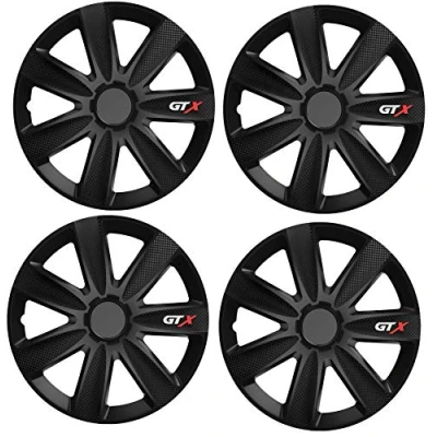 Image of UKB4C 4x Wheel Trims Hub Caps 15&quot; Covers fits Skoda Fabia Citigo Felicia Octavia Black