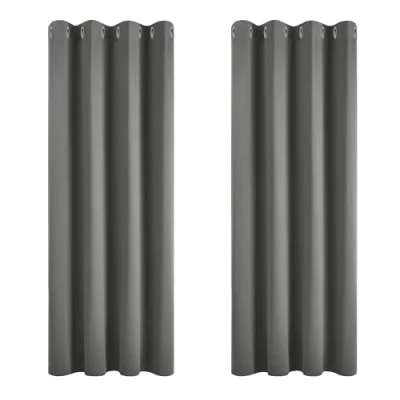 Image of Deconovo Super Soft Thermal Insulated Window Treatment Ring Top Blackout Curtains for Livingroom 66 x 90 Drop Inch Light Grey 2 Panels