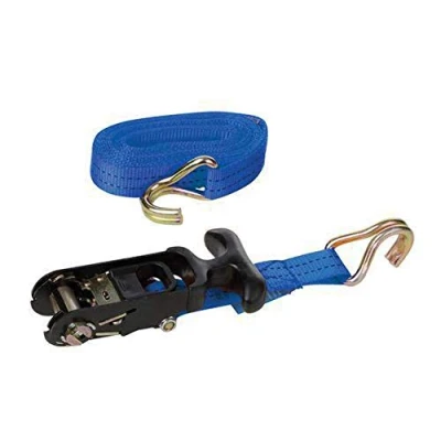Image of Silverline Rubber Handled Ratchet Tie Down Strap J Hook 4.5m x 30mm Rated 400kg Capacity 800kg