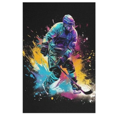Image of Ice Hockey Wooden Jigsaw Puzzles For Adults 1000 Pieces Puzzle &amp; Kids Age 12 And Up Family Gathering Educational Game Toys （78x53cm）