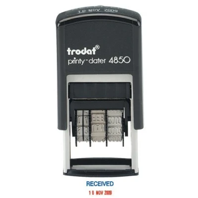 Image of Trodat Printy 4850/L1 Dater Stamp Compact Wording Received in Blue Date Red Ref 76313