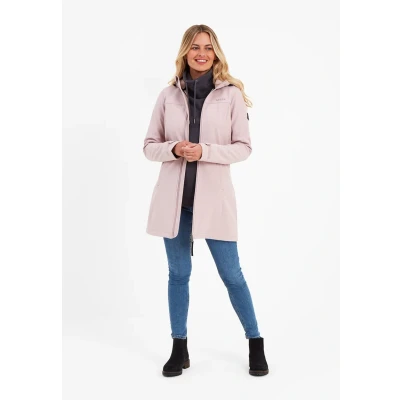 Image of TOG24 Keld Lightweight Long Womens Softshell Jacket, Windproof, Showerproof Zip Up Outdoor Jacket with Hood, Fleece Lined for Warmth, Ideal hiking, walking and everyday use