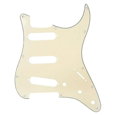 Image of Musiclily 11 Hole SSS Strat Pickguard Scratch Plate for Fender USA/Mexican Standard Stratocaster Modern Style Electric Guitar, 3Ply Cream