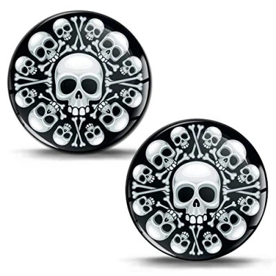 Image of Biomar Labs 2 x 3D Gel Silicone Skull Sticker Car Motorcycle Bicycle Window Mobile Phone Laptop PC Tablet Door KS 213