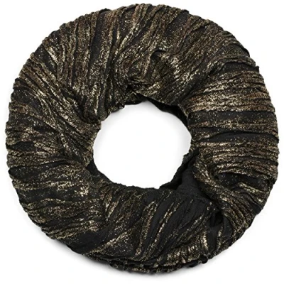 Image of styleBREAKER loop scarf with plaits and all over glitter, snood, shawl, ladies 01017077, Colour:Black/Gold